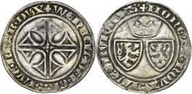 LUXEMBOURG, Duché, Wenceslas Ier (1353-1383), AR blan-gros, vers 1380, Luxembourg. Au titre de duc de Brabant. D/ + WENCEL DEI GRA LVC BRAB DVX Croix ...