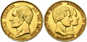 BELGIQUE, Royaume, Léopold Ier (1831-1865), AV 100 francs, 1853. Mariage du duc de Brabant. Dupriez 538; Fr. 6. Coups sur la tranche.
Très Beau