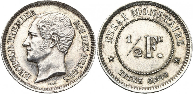 BELGIQUE, Royaume, Léopold Ier (1831-1865), AR 1/2 franc, 1859. Essai monétaire ...