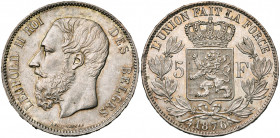 BELGIQUE, Royaume, Léopold II (1865-1909), AR 5 francs, 1876. Dupriez 1198. Petites griffes.
Superbe à Fleur de Coin
