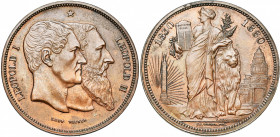 BELGIQUE, Royaume, Léopold II (1865-1909), Cu 10 centimes, 1880. Refrappe en cuivre (7 rayons). Tranche lisse. Frappe monnaie. Bogaert 1223B1. Rare Pe...