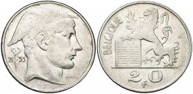 BELGIQUE, Royaume, Baudouin (1951-1993), AR 20 francs, 1955FR. Bogaert 3002. Très rare.
Beau à Très Beau