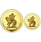 BELGIQUE, Royaume, Baudouin (1951-1993), lot de 2 médailles en or, 1958. Exposition universelle de Bruxelles. 36 mm (16 g) et 26 mm (8 g). Titre 0,900...