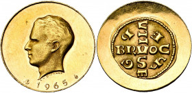 BELGIQUE, Royaume, Baudouin (1951-1993), AV médaille en or, 1965. Millénaire de l''atelier de Bruxelles. Bogaert 3205.
Flan poli