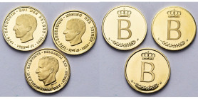 BELGIQUE, Royaume, Baudouin (1951-1993), lot de 3 modules de 20 francs en or, 1976, 25e anniversaire du règne, légendes française, néerlandaise et lat...