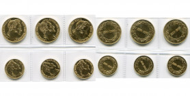 BELGIQUE, Royaume, Baudouin (1951-1993), série de 6 modules de 20 francs (3) et 40 francs (3) en or, au type de Léopold Ier lauré, à légende française...