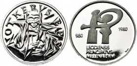 BELGIQUE, Royaume, Baudouin (1951-1993), module de 20 francs, 1980. Platine. Millénaire de la principauté de Liège. 8,00g.
Flan poli