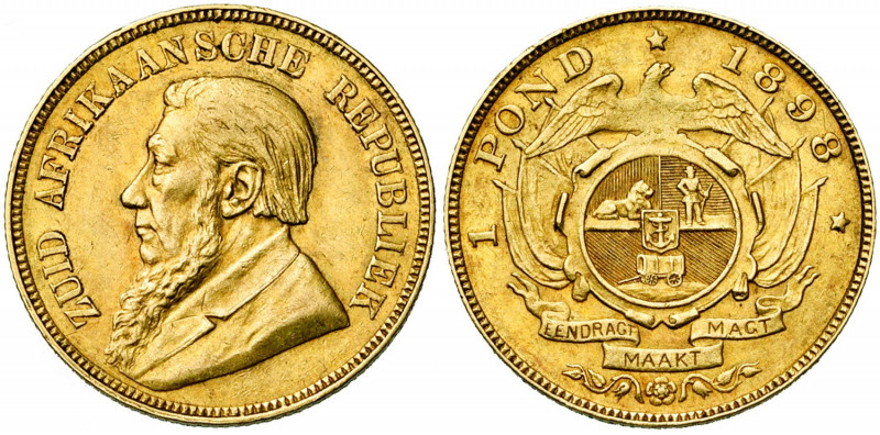 AFRIQUE DU SUD, Zuid Afrikaansche Republiek (1852-1902), AV 1 pond, 1898. Fr. 2....