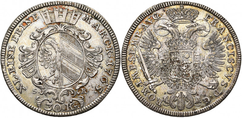 ALLEMAGNE, NUREMBERG, Ville impériale, AR 30 Kreuzer, 1765SR. Au titre de Franço...