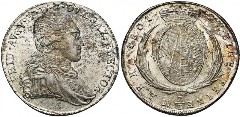 ALLEMAGNE, SAXE, Royaume, Friedrich August Ier (1806-1827), AR 2/3 Taler (Gulden...