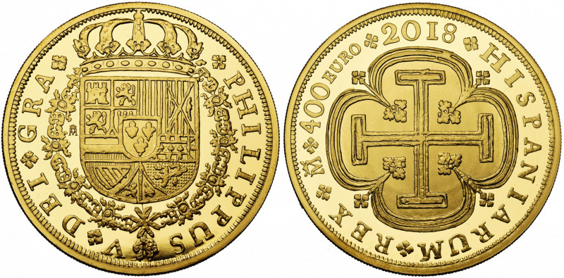 ESPAGNE, Philippe VI (2014-), écrin de 4 p. en or: 400 euro, 200 euro, 100 euro ...