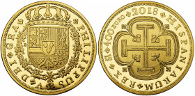 ESPAGNE, Philippe VI (2014-), écrin de 4 p. en or: 400 euro, 200 euro, 100 euro et 50 euro 2018. Au module de 8escudos (27 g), 4 escudos (13,5 g), 2 e...