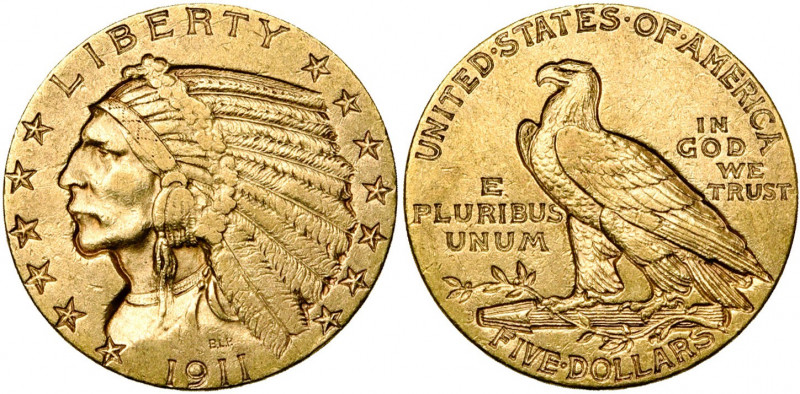 ETATS-UNIS, AV 5 dollars, 1911S. Fr. 150.
Très Beau