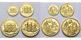 ETATS-UNIS, série de 4 médailles en or, 1969, Apollo XI - Premiers pas sur la Lune. 34 mm (29,74 g et 15,94 g), 26 mm (7,82 g) et 20 mm (3,12 g). Titr...