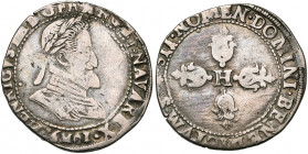 FRANCE, Royaume, Henri IV (1589-1610), AR demi-franc, 1601M, Toulouse. D/ B. l. et cuir. à d. R/ Croix fleuronnée, H en coeur. Dupl. 1212A; Ci. 1534; ...
