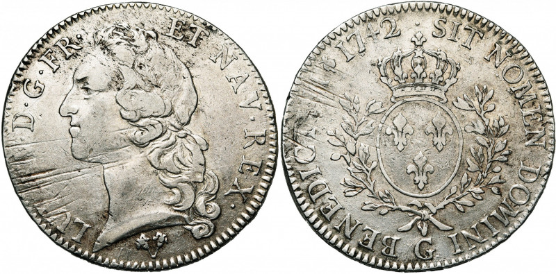 FRANCE, Royaume, Louis XV (1715-1774), AR écu au bandeau, 1742G, Poitiers. D/ T....
