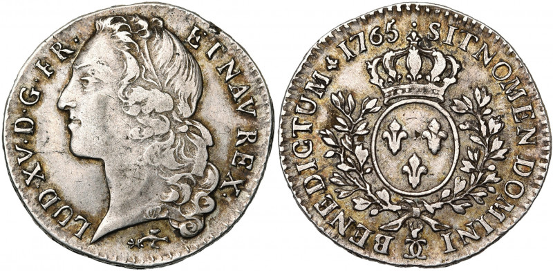 FRANCE, Royaume, Louis XV (1715-1774), AR demi-écu au bandeau, 1765, Besançon. D...