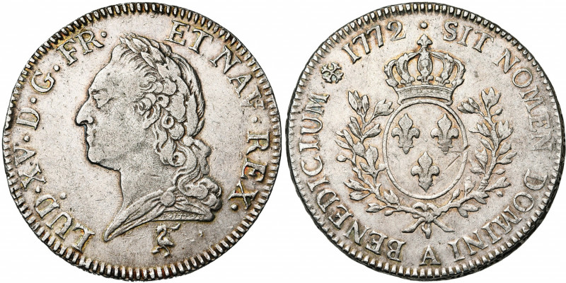FRANCE, Royaume, Louis XV (1715-1774), AR écu à la vieille tête, 1772A, Paris. D...