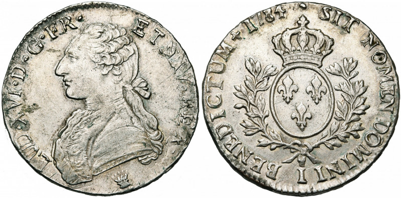 FRANCE, Royaume, Louis XVI (1774-1793), AR écu aux rameaux d''olivier, 1784I, Li...