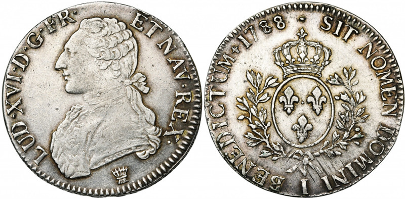 FRANCE, Royaume, Louis XVI (1774-1793), AR écu aux rameaux d''olivier, 1788I, Li...