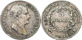 FRANCE, Consulat (1799-1804), AR 5 francs, an 12M, Toulouse. Gad. 577; Dav. 82.
presque Très Beau