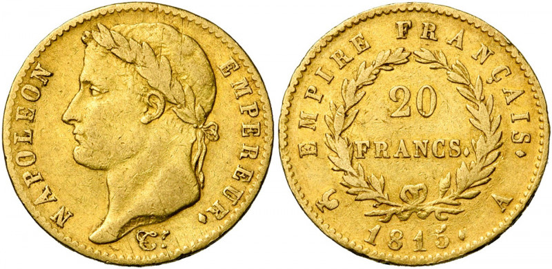 FRANCE, Napoléon Ier, période des Cent-Jours (1815), AV 20 francs, 1815A, Paris....