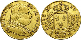 FRANCE, Louis XVIII en exil (1815), AV 20 francs, 1815R, Londres. Gad. 1027.
Beau