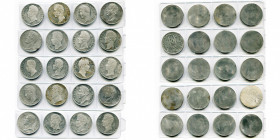 FRANCE, Charles X (1824-1830), lot de 20 essais unifaces en étain. Concours monétaire de 1824-1825 pour le choix d''effigie de la pièce de 5 francs, p...