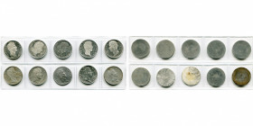 FRANCE, Charles X (1824-1830), lot de 10 essais unifaces en étain. Concours monétaire de 1824-1825 pour le choix d''effigie de la pièce de 40 francs, ...