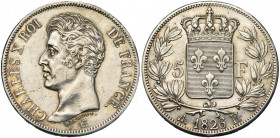 FRANCE, Charles X (1824-1830), AR 5 francs, 1826H, La Rochelle. Gad. 643. Nettoyé.
Très Beau à Superbe
