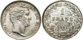 FRANCE, Louis-Philippe (1830-1848), AR 1 franc, 1831W, Lille. Tête nue. Gad. 452. Petites taches.
Superbe