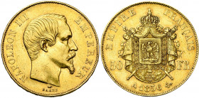 FRANCE, Napoléon III (1852-1870), 50 francs, 1856A, Paris. Gad. 1111. Coup sur la tranche.
Très Beau