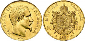FRANCE, Napoléon III (1852-1870), AV 50 francs, 1857A, Paris. Gad. 1111. Petits coups.
Très Beau à Superbe