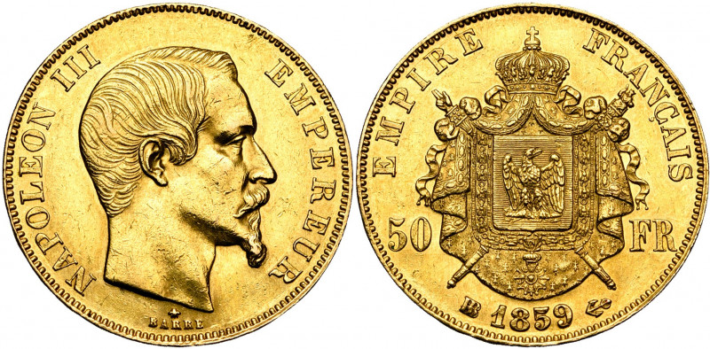 FRANCE, Napoléon III (1852-1870), AV 50 francs, 1859BB, Strasbourg. Gad. 1111. N...