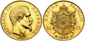 FRANCE, Napoléon III (1852-1870), AV 50 francs, 1859BB, Strasbourg. Gad. 1111. Nettoyé.
Très Beau
