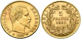 FRANCE, Napoléon III (1852-1870), AV 5 francs, 1860A, Paris. Différent: main. Gad. 1001; Fr. 578a. Fines griffes.
Très Beau à Superbe