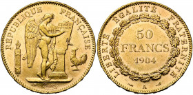 FRANCE, Troisième République (1871-1940), AV 50 francs, 1904A, Paris. Gad. 1113; Fr. 591. Rare Petits coups.
Très Beau à Superbe