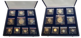 FRANCE, Cinquième République (1959-), série de 10 piéforts en argent, 1 centime-50 francs, 1980. Dans leur écrin original, sous scellés de la Monnaie ...