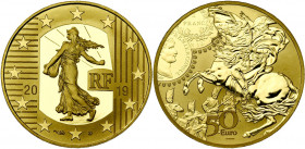 FRANCE, Cinquième République (1959-), AV 50 euro (1/4 oz), 2019. Franc Germinal. Ecrin et certificat n° 109.
Flan poli