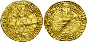 GRANDE-BRETAGNE, Henri VIII (1509-1547), AV angel, s.d. (1513-1526), Londres. 1er monnayage. Différent: herse couronnée. D/ Saint Michel deb. de f., t...