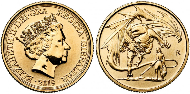 GIBRALTAR, Elisabeth II (1952-), AV souverain, 2019R. Museum edition.
Fleur de ...