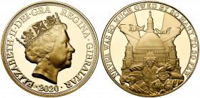 GIBRALTAR, Elisabeth II (1952-), écrin de 5 p. en or: 5 souverains, 2 souverains, souverain, 1/2 souverain et 1/4 souverain 2020. Commémorant le 80e a...