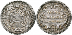 ITALIE, ETATS PONTIFICAUX, Clément XII (1730-1740), (Lorenzo Corsini), AR teston, 1735, an 5, Rome. D/ Armoiries. R/ Dans un cartouche orné: URBE/ NOB...