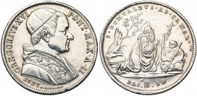 ITALIE, ETATS PONTIFICAUX, Grégoire XVI (1831-1846), (Bartolomeo Alberto Cappellari), AR 50 baiocchi, 1832, an 2, Rome. Munt. 8; Berman 3275. Nettoyé....