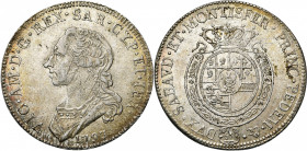 ITALIE, SAVOIE et SARDAIGNE, Victor Amédée III (1773-1796), AR mezzo scudo (3 lire), 1793, Turin. D/ B. cuir. à g. R/ Ecu ovale couronné, entouré du c...