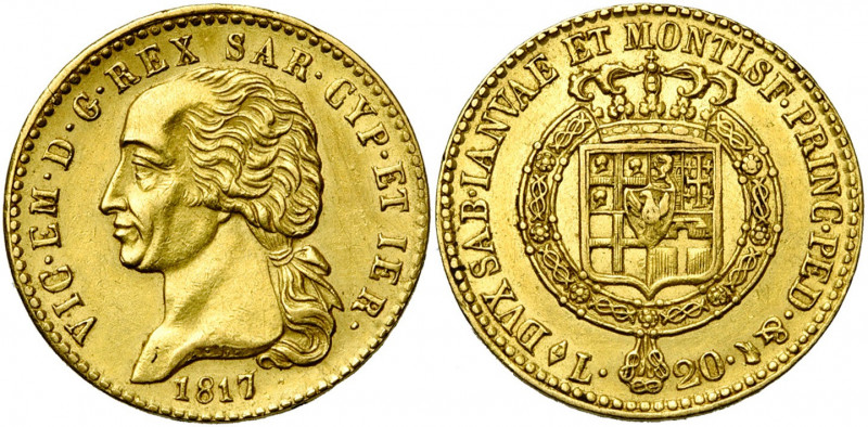 ITALIE, SAVOIE et SARDAIGNE, Victor Emmanuel Ier (1802-1821), AV 20 lire, 1817L ...