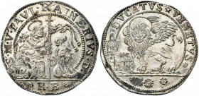 ITALIE, VENISE, Paolo Renier (1779-1789), AR ducato, s.d. (1779-1781). Sigle RB (Raimondo Bembo ou Rizzardo Balbi). D/ Le doge agenouillé devant saint...