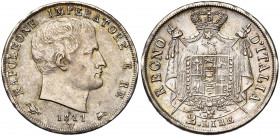 ITALIE, Royaume, Napoléon Ier (1804-1814), AR 2 lire, 1811V (1 sur 0), Venise. M. 26a; G. 132a.
Très Beau/Superbe