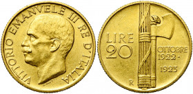 ITALIE, Royaume, Victor Emmanuel III (1900-1946), AV 20 lire, 1923. M. 55; G. 34; Fr. 31. Rare Fines griffes.
Très Beau à Superbe