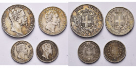 ITALIE, Victor Emmanuel II, élu (1859-1861), lot de 4 p.: 2 lire 1860, Florence; 1 lire 1860, Florence (griffe au revers); 50 centesimi 1860, Florence...